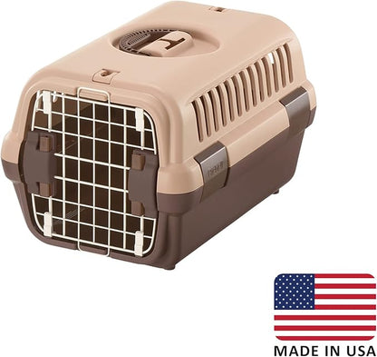 Richell Pet Travel Carrier Size Small in Brown, Travel Carrier or Crate for Dogs & Cats up to 11 lbs.