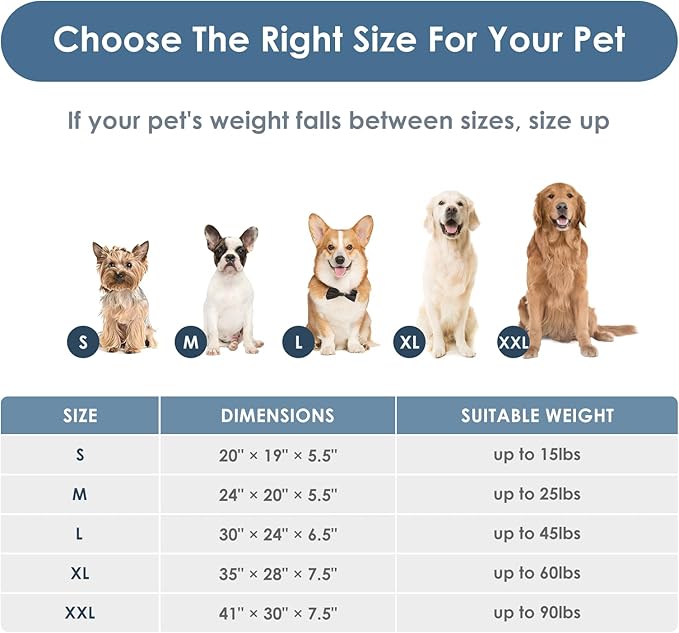 Orthopedic Dog Bed for XXL & Extra Large Dogs 4-Sided Bolster 41 x 30 Inch,