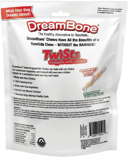 DreamBone Twist Sticks, Wrapped With Real Chicken, Rawhide-Free Chews For Dogs, 50 Count