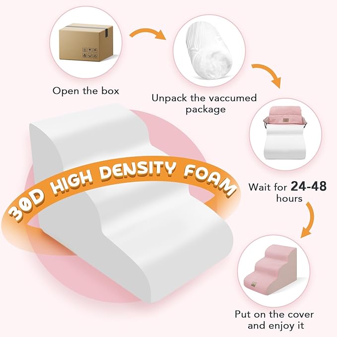 Mestuel 3-Tiers Foam Dog Stairs for Couch Sofa Bed 60 lbs,