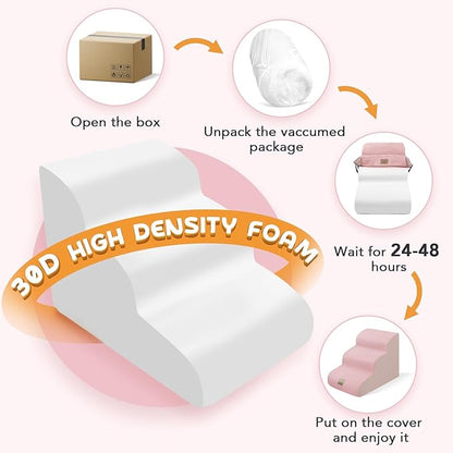 Mestuel 3-Tiers Foam Dog Stairs for Couch Sofa Bed 60 lbs,