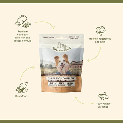 by Katherine Heigl- Superfood Complete, Air-Dried Adult Dog Food - High Protein, Zero Fillers, Superfood Nutrition (11.5 oz. Wild Fish and Turkey Formula)