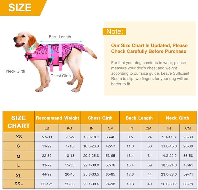 Queenmore Dog Life Jacket Ripstop Shark Dog Safety Vest Adjustable Preserver with High Buoyancy and Durable Rescue Handle for Small