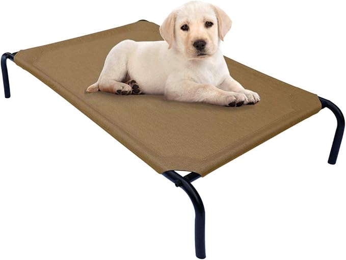 PHYEX Heavy Duty Steel-Framed Portable Elevated Pet Bed 33" L 19" W 7.5" H(S,