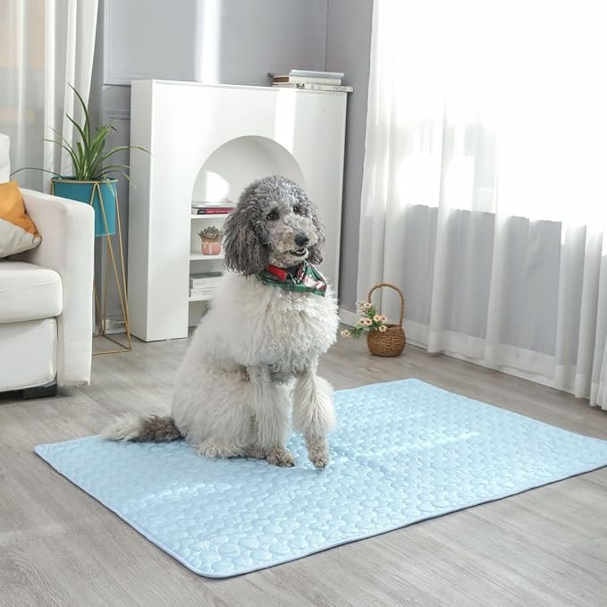 Dog Cooling Mat Washable Blue,11x15in)