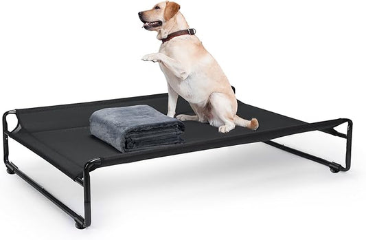 Veehoo Large Elevated Dog Bed with Flannel Dog Blanket CWC2201B