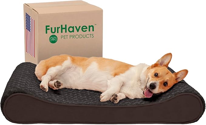 Furhaven Memory Foam Dog Bed for Large/Medium Dogs w/ Removable Washable Cover 38 lbs