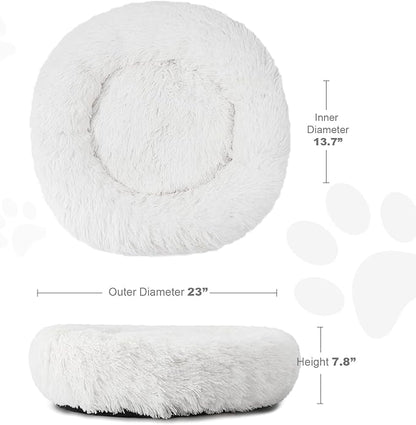Aurako Cat Bed Dog Bed Round Cushion Pet 23" Milky