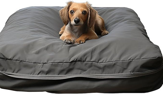 Dog Bed Covers 53L × 43W × 5H Inch Washable Grey Thickened Waterproof Oxford Fabric with Handles and Zipper Reusable Dog Bed Liner Cover for Large 110-125 Lbs Dog