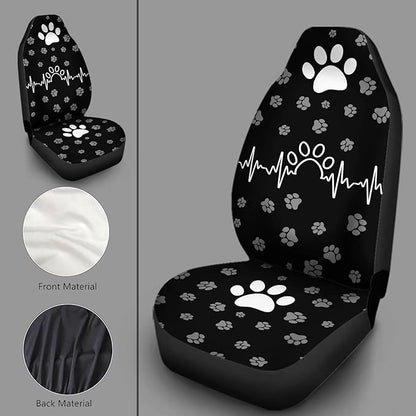 White Paw Waveform Printed Auto Front Seats Protector