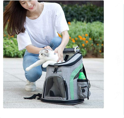 LDLC Pet Carrier Backpack for Small Cats and Dog,Breathable Mesh Puppies/Ventilated Design,Two-Sided Entry,Pet Bag for Hiking Travel Camping Outdoor Hold Pets (M, Grey and Black)