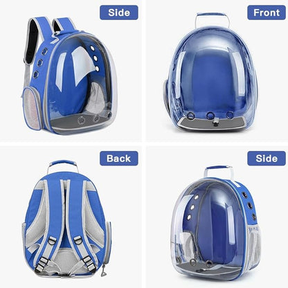 Pet Backpack Carrier with Harness Backpack with Bubble Clear Front for Cats, Small Dogs, Bunnies etc with Harness Included, Pet Carrier for Traveling, Walking, Hiking and Outdoor Activities