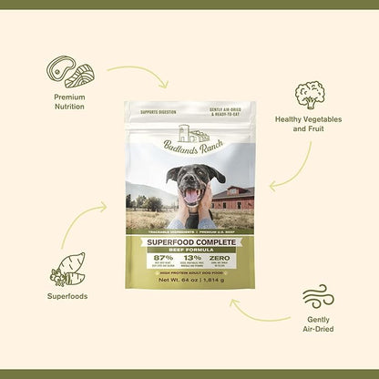 by Katherine Heigl- Superfood Complete, Air-Dried Adult Dog Food - High Protein, Zero Fillers, Superfood Nutrition (64 oz., Premium Beef)