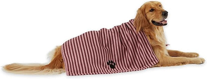 Bone Dry Pet Grooming Towel Collection Absorbent Microfiber X-Large, 41x23.5", Striped Cranberry