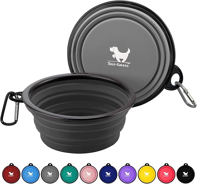 Collapsible Dog Bowls for Travel, 2-Pack Dog Portable Water Bowl for Dogs Cats Pet Foldable Feeding Watering Dish for Traveling Camping Walking with 2 Carabiners, BPA Free