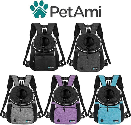 PetAmi Dog Front Carrier Backpack, Adjustable Dog Pet Cat Chest Carrier Backpack, Ventilated Dog Carrier for Hiking Camping Travel, Small Medium Dog Puppy Large Cat Carrying Bag, Max 10 lbs, Teal Blue