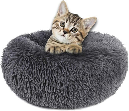 otoez Round Donut Dog Bed for Medium Dogs (27.6", Dark