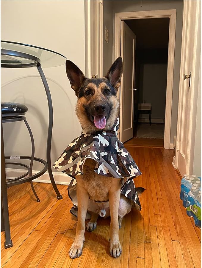 NACOCO Large Dog Raincoat Adjustable Pet Water Proof Clothes Lightweight Rain Jacket Poncho Hoodies with Strip Reflective (M