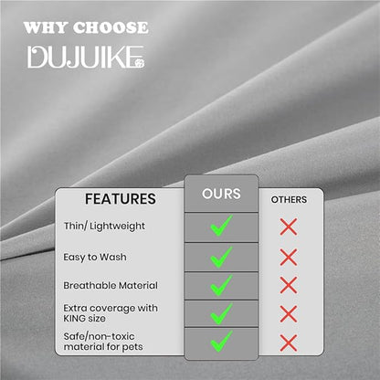 DUJUIKE Waterproof Bed Cover for Dog and Cats,Pet Hair Resistant Bed Sheet Cover, Protective Bed Liner Cover with 100% Waterproof Breathable Thin Fabric (Cal King/King 98 * 90 inch, Grey)