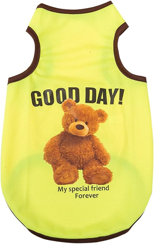 NeVka Dog Fall Clothes Cute Bear Pattern Shirts Outdoor Sports Vest Dog Pet Apparel Small