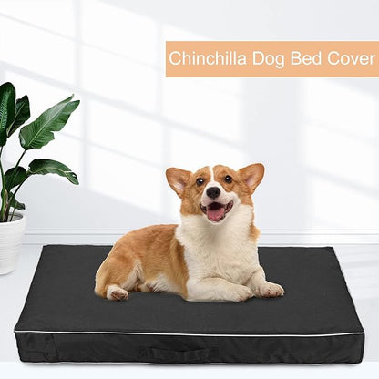 Chinchilla Waterproof Heavy Dog Bed Cover Washable, with Zipper Opening Fillable Universal Dog Bed Replacement Cover.Cover Only (Small, Black)