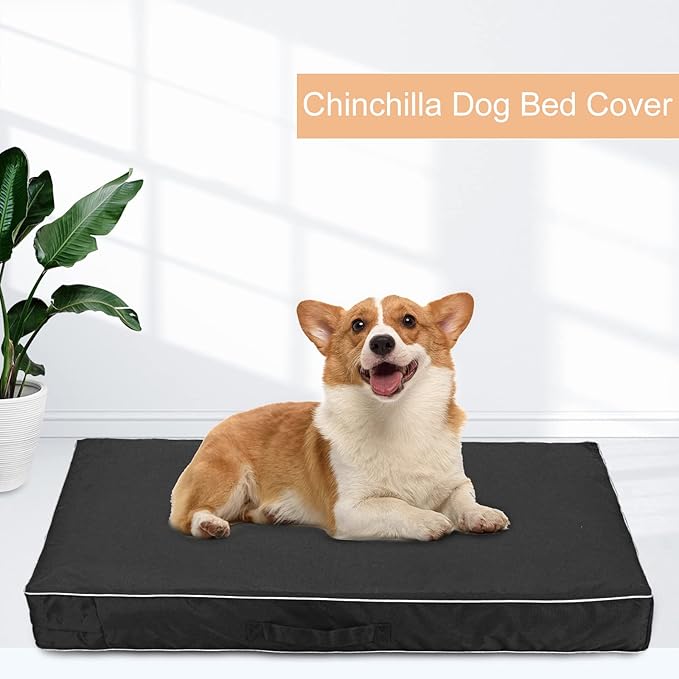 Chinchilla Waterproof Heavy Dog Bed Cover Washable, with Zipper Opening Fillable Universal Dog Bed Replacement Cover.Cover Only (X-Large, Black)