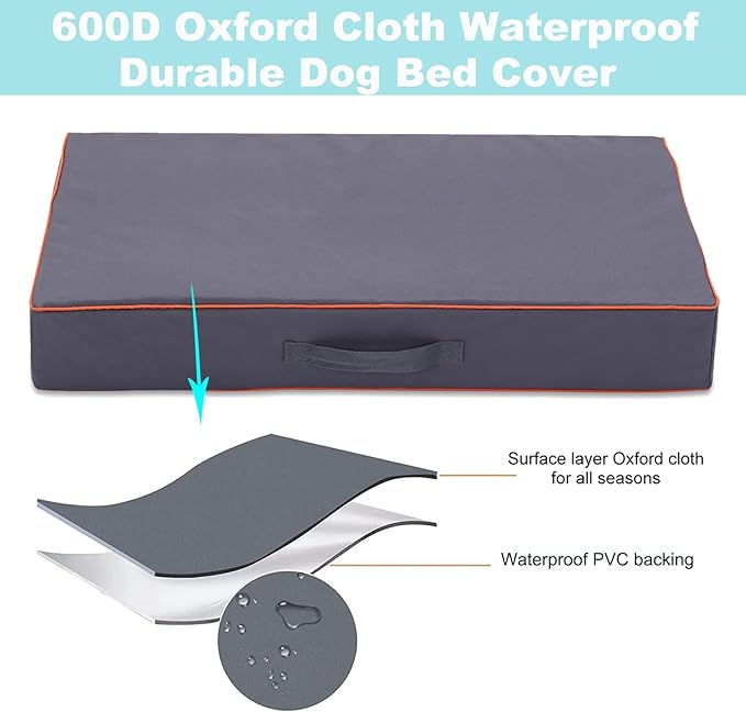 Waterproof Dog Bed Cover Washable, Heavy Duty Durable Oxford Universal Pet Dog Bed Replacement Protector Cover