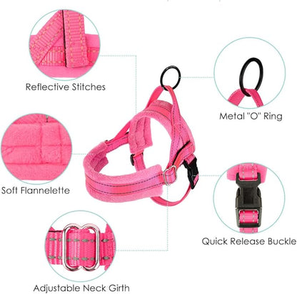 Lukovee Dog Harness and Leash Set, Soft Padded Small Dog Harness, Neck & Chest Adjustable Reflective Vest Puppy Harness with 4ft Lightweight Anti-Twist Dog Leash for Small Dogs (X-Small, Pink)