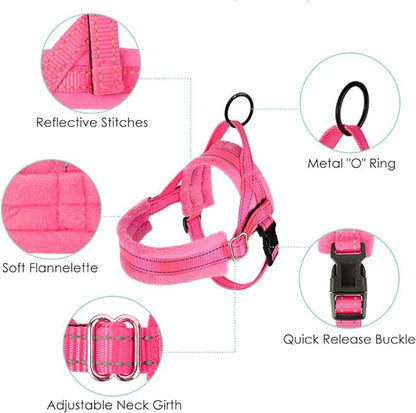 Lukovee Dog Harness and Leash Set, Soft Padded Small Dog Harness, Neck & Chest Adjustable Reflective Vest Puppy Harness with 4ft Lightweight Anti-Twist Dog Leash for Small Dogs (XX-Small, Pink)