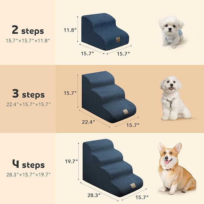 Mestuel Dog Stairs for Small Dogs 3 Steps 60 lbs,