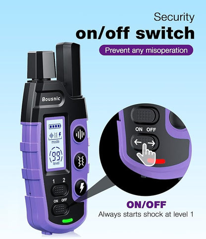 Bousnic Dog Shock Collar 3300Ft Training 5-120lbs Small (1-8), Shake(1-16), Shock(1-99) Modes