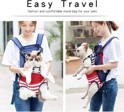 Dog Carrier Backpack, Pet Front Carrier Backpack Legs Out Dog Chest Carrier for Small Medium Dogs, Hands-Free Cat Backpack Carrier Dog Travel Backpack Airline Approved Hiking Bike Motorcycle