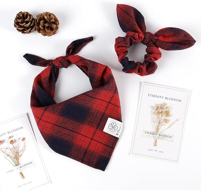 E-Clover Dog Bandanas Girl & Matching Scrunchie Set