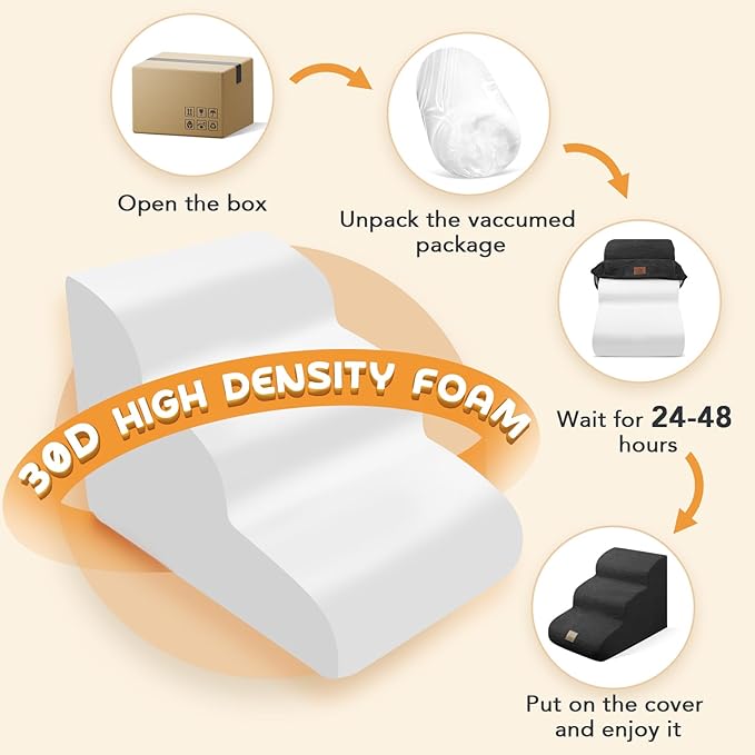 Mestuel Dog Stairs Ladder for Couch Bed Sofa 3-Tiers Dog