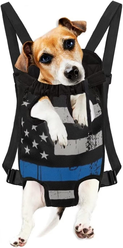 US Flag Design Pet Backpack Holder for Front Chest Bag,Durable Dog Cat Sling Carrier Fit Small Medium Large Puppy Rucksack for Travel with Adjustable Straps,L