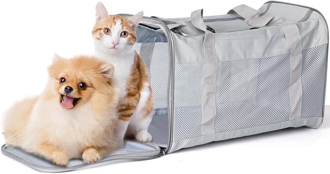 Dog Carrier, Cat Backpack Large, Cat Soft Sided Pet Travel Bag for Medium Dogs, Collapsible Puppy Carrier(Grey)