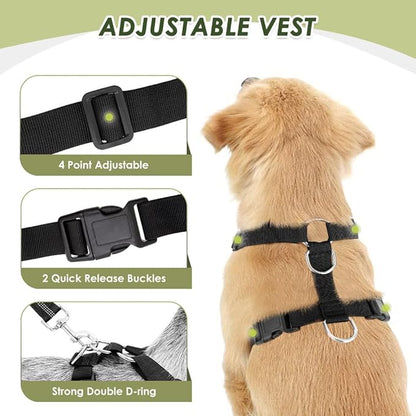 Lukovee Dog Seat Belt for Car, Adjustable Dog Car Harness for Large Medium Small Dogs, Soft Padded & Breathable Mesh Dog Seatbelt with Car Strap and Carabiner(Black Double Clip,Small)