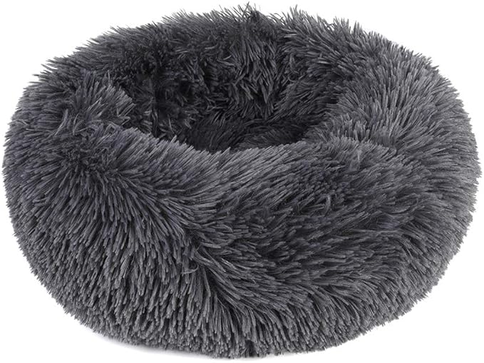 otoez Round Donut Dog Bed for Small Dogs (23.6", Dark