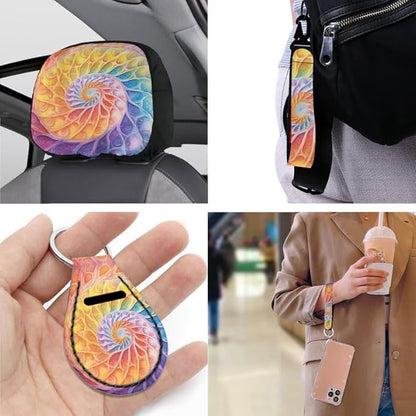 Gradient Colorful Painting Car Seat Covers Set for Women Men Seat Belt Strap Cover