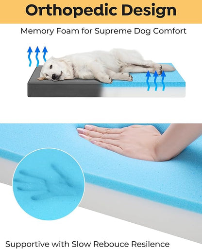 Veehoo Memory Foam Dog Bed for Large Dogs-Orthopedic Dog Bed with Removable Washable Cover