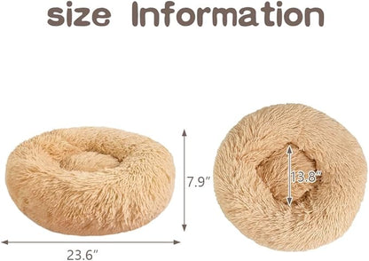 otoez Round Donut Dog Bed for Small Dogs (23.6", Oatmeal)