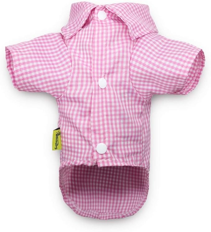 DroolingDog 3 Pack Plaid Dog Tee Shirt Puppy Button Up Shirts Polo T Shirts Small Dogs Clothes Breathable Summer T-Shirt