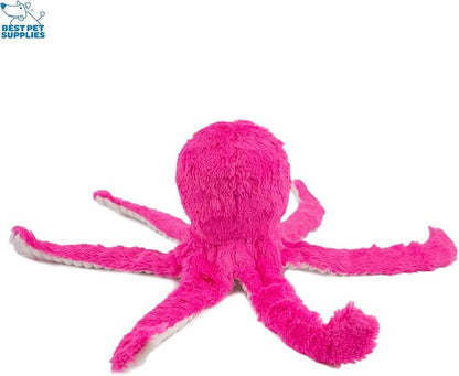 Best Pet Supplies OctoMutant Crinkle Plush Dog Toys for Interactive Play, Puppy and Senior Indoor Play, Colorful Octopus Toy Shape, Soft Head Stuffing, Cute and Cuddly - Fuchsia