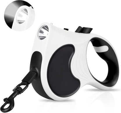 Retractable Dog Leash with Flashlight 16ft Walking Leash for Dogs up to 77lbs 360° Tangle-Free