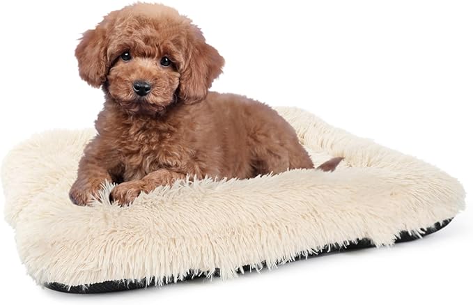 24 Inch Dog Crate Bed Washable 24x18 Dog Bed for Crate Fluffy Calming Dog Bed Crate Mats for Dog Cages Small Non Slip Crate Mat for Dogs Clearance