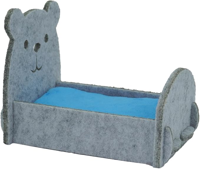 Felt Hamsters Bed, Small Animal Bed with Soft Mat, Small Pets Gift for Small Chinchilla Hamsters Hiding Sleeping(Grey)