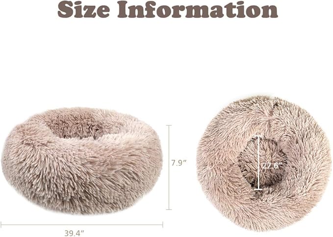 otoez Round Donut Dog Bed for Large Dogs (39.3", Taupe)