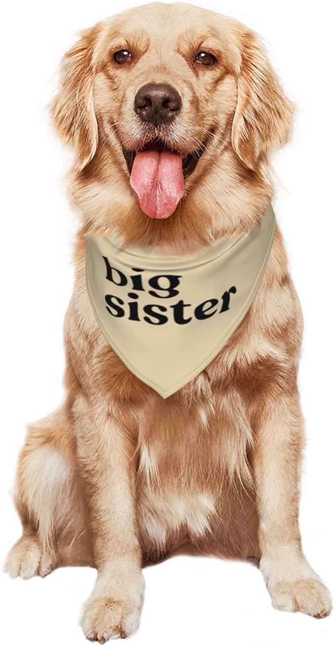 Big Sister Dog Bandana,Baby Announcement Dog Bandana,Gender Reveal,Pet Scarf, Pet Accessories for Photo Props Accessories (Khaki)