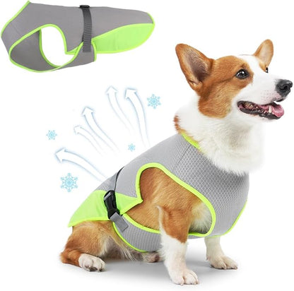 Dog Cooling Vest for Summer, Lightweight Jacket Dog Cooling Shirt, UV Protection Cooling Harness for Outdoor Activity with Breathable Mesh (Green, X-Large)