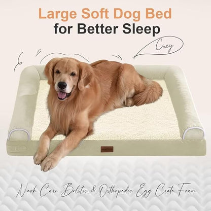 Large Dog Bed Orthopedic Washable: Beds Bolster XL Bed Big XLarge Dogs Egg Crate Foam Couch Sofa Waterproof with Removable Cover